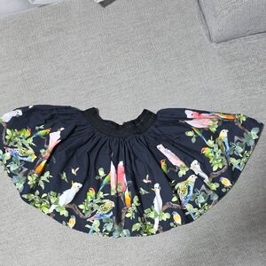 Molo Black Skirt with Colorful Bird Print